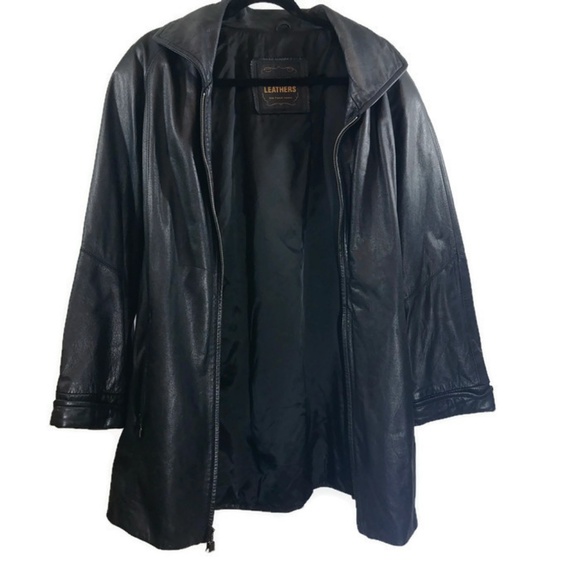 Venezia Leather Plus Sz Womens Trench Coat - Picture 4 of 6